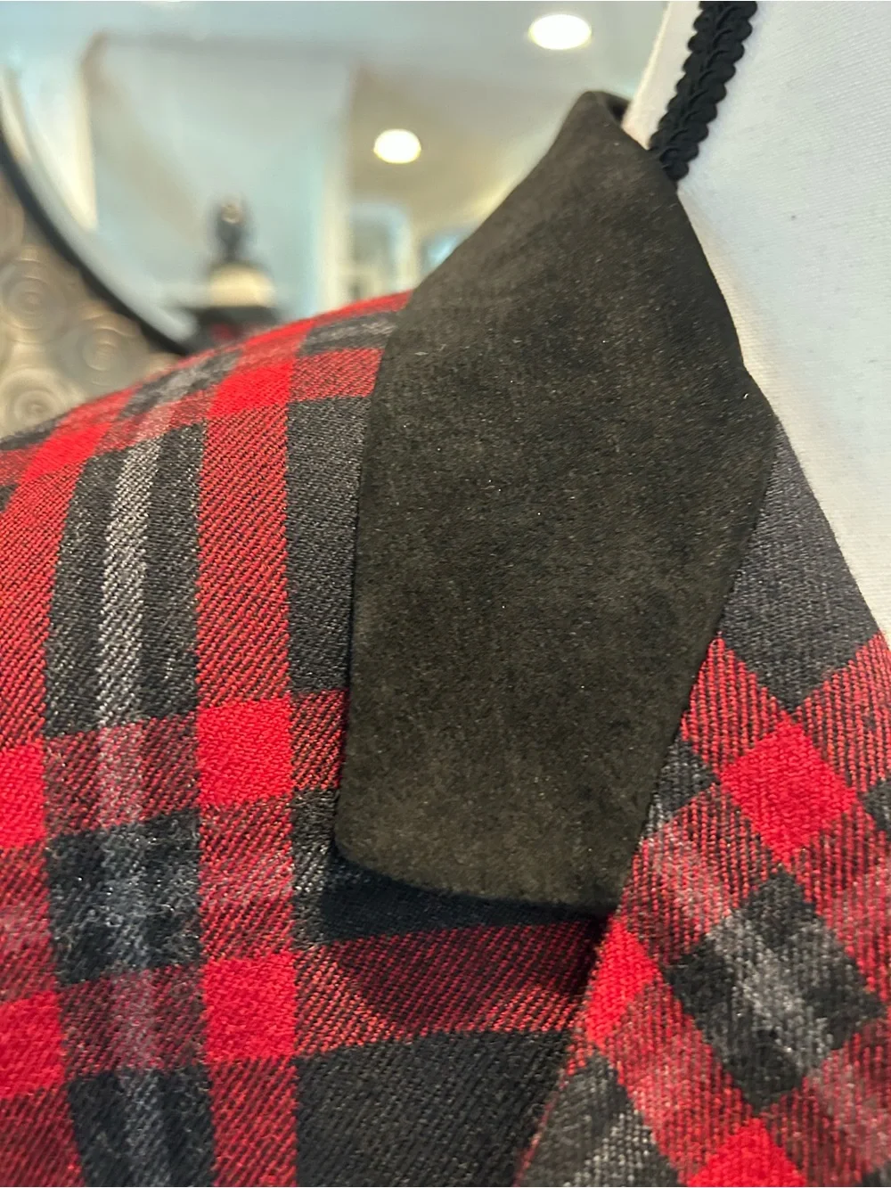 Parisian Works Red & Black Plaid Double-Breasted Blazer